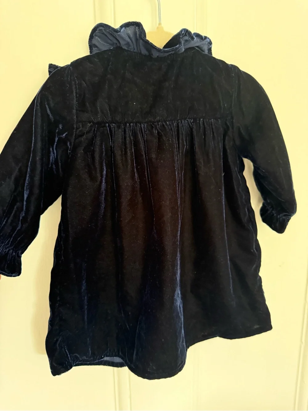 Louise Louise Girls' Navy Velvet Ruffle Button-Down Shirt